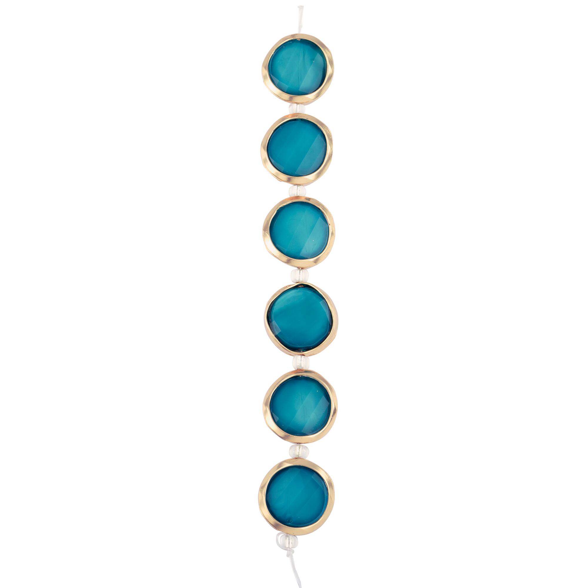 Teal & Gold Faceted Glass Coin Bead Mix by Bead Landing™